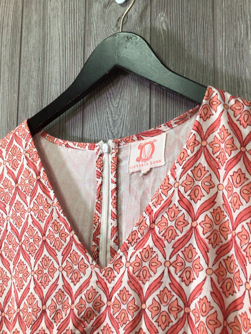 Victoria Dunn Block Print Tiered Maxi Dress Size Large